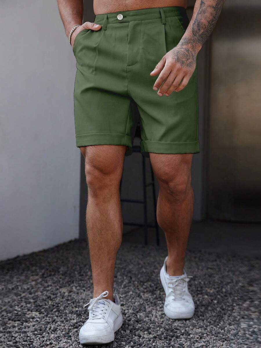 Bermuda coupe droite avec braguette boutonnée – Vêtements décontractés pour homme