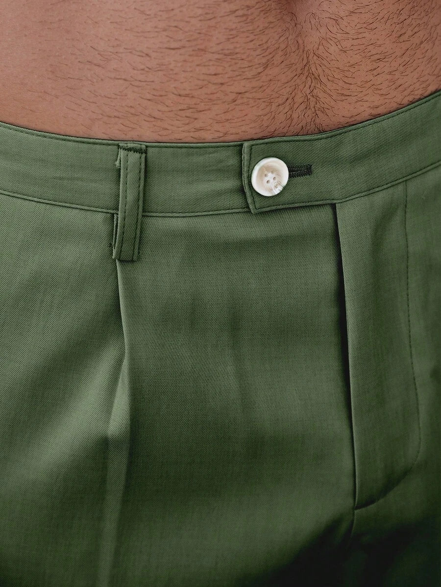 Bermuda coupe droite avec braguette boutonnée – Vêtements décontractés pour homme