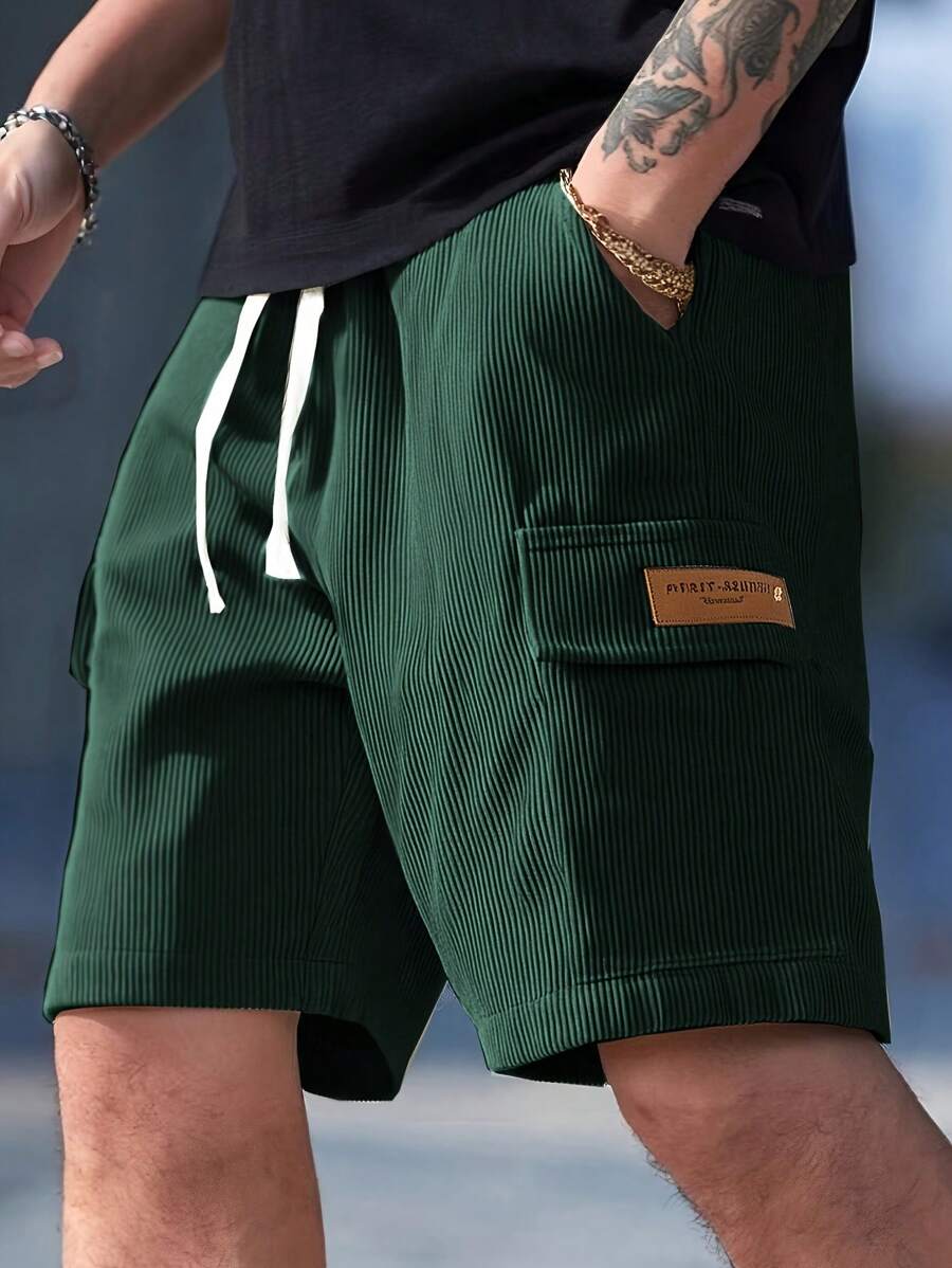 Short cargo en velours côtelé avec cordon de serrage pour homme – Utilitaire décontracté