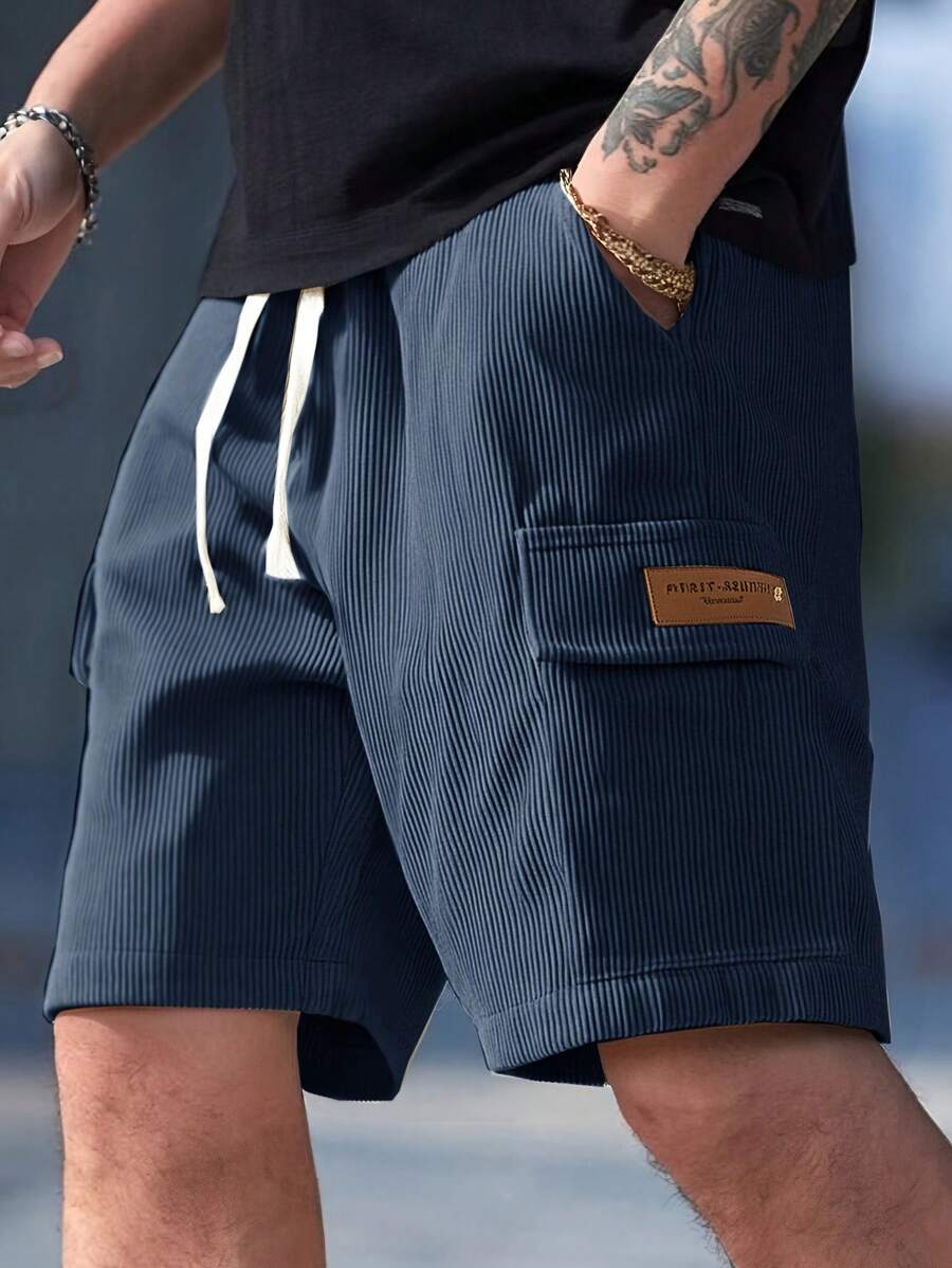 Short cargo en velours côtelé avec cordon de serrage pour homme – Utilitaire décontracté