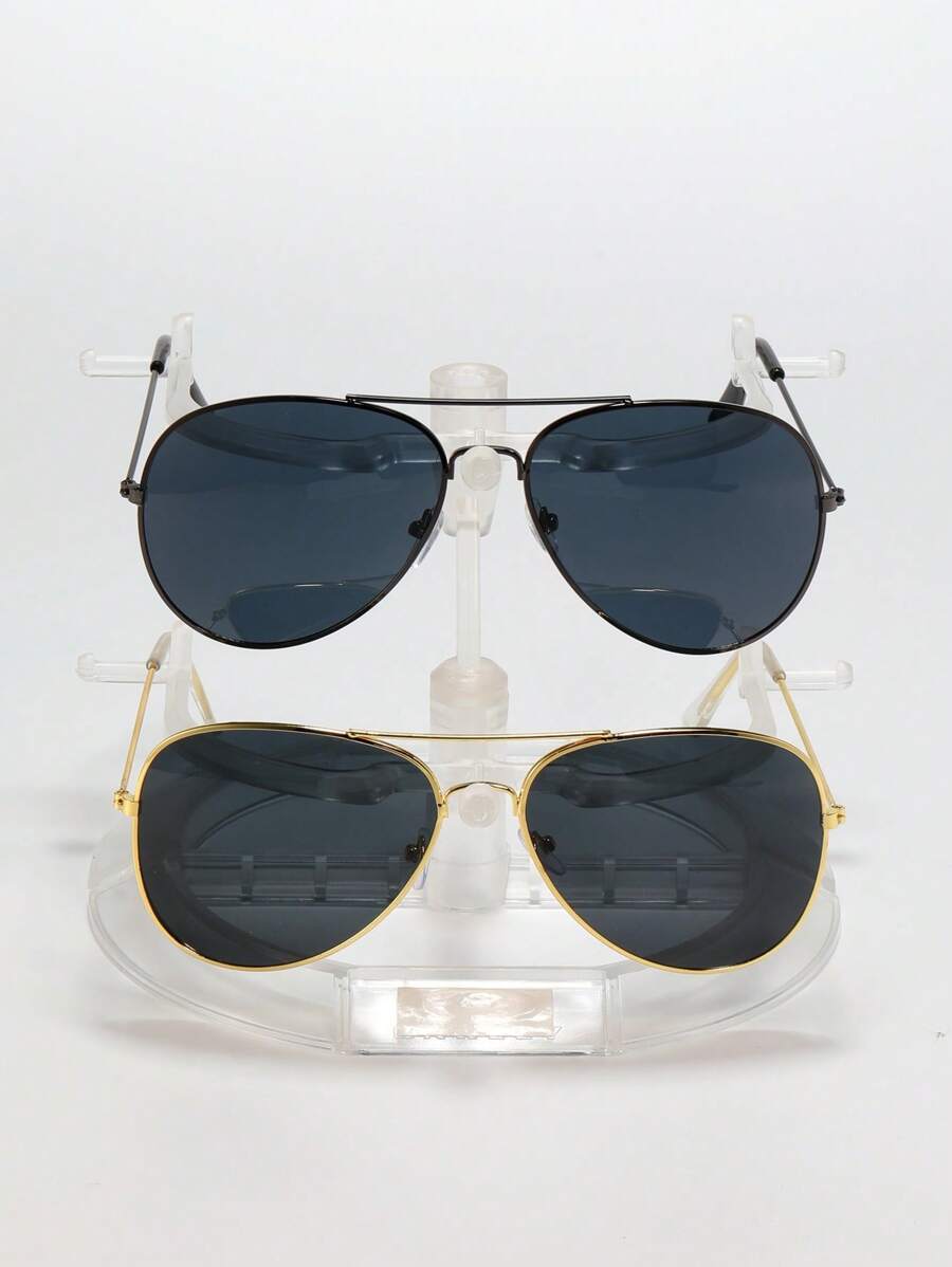 Lunettes de soleil rétro à double pont en métal – Style denim western des années 90
