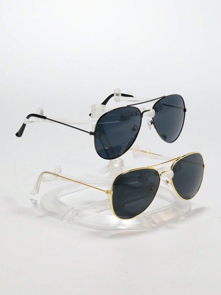 Lunettes de soleil rétro à double pont en métal – Style denim western des années 90