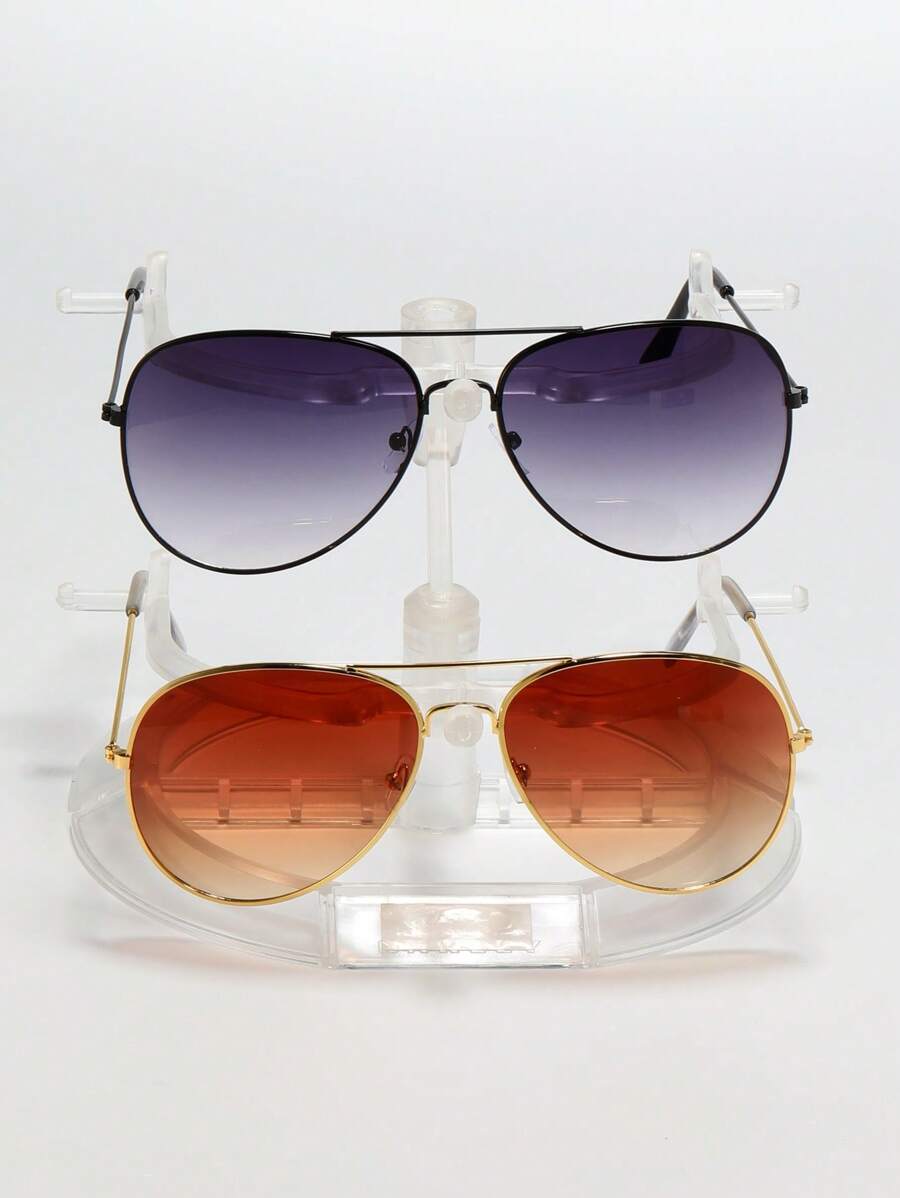 Lunettes de soleil rétro à double pont en métal – Style denim western des années 90
