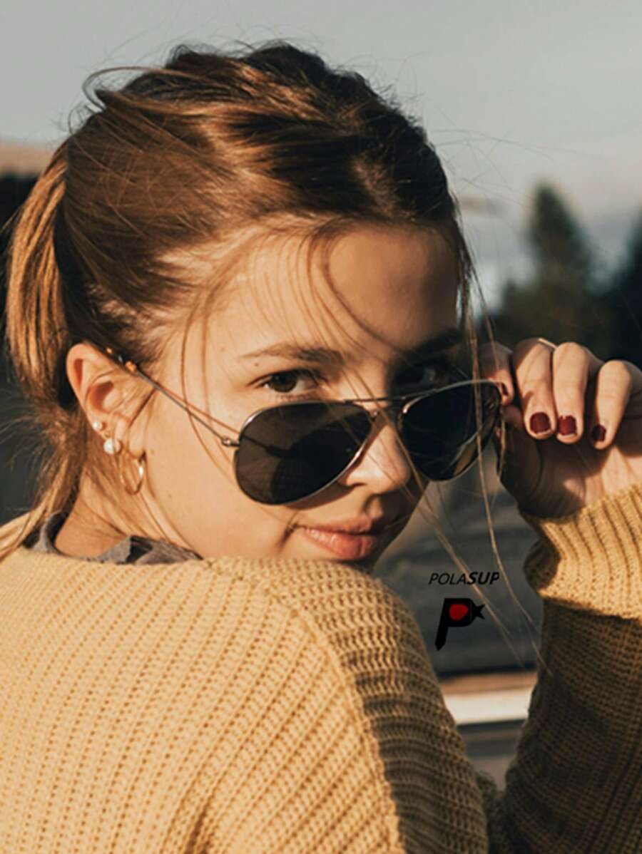 Lunettes de soleil rétro à double pont en métal – Style denim western des années 90