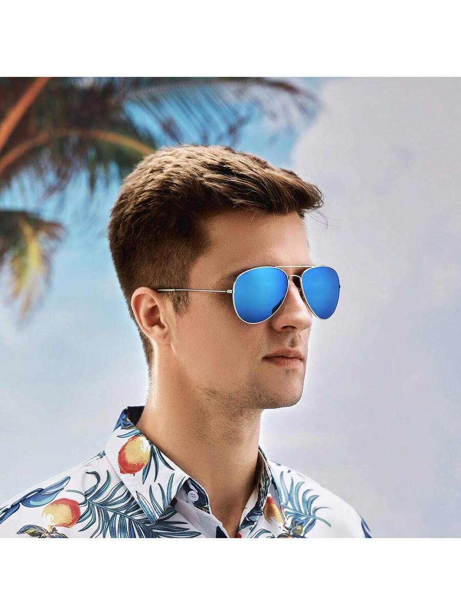 Lunettes de soleil rétro à double pont en métal – Style denim western des années 90