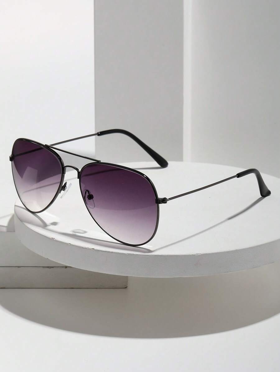 Lunettes de soleil rétro à double pont en métal – Style denim western des années 90