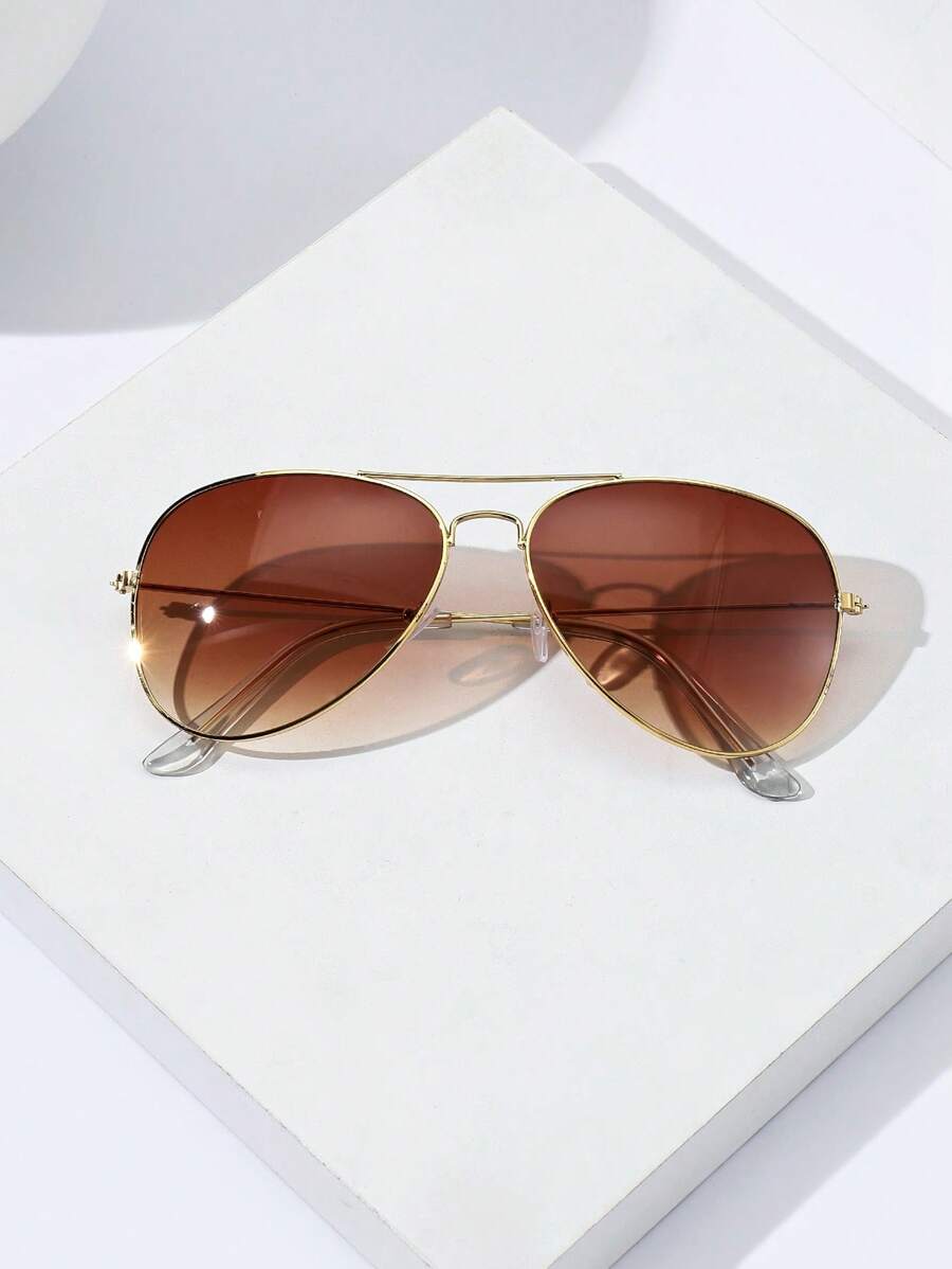 Lunettes de soleil rétro à double pont en métal – Style denim western des années 90