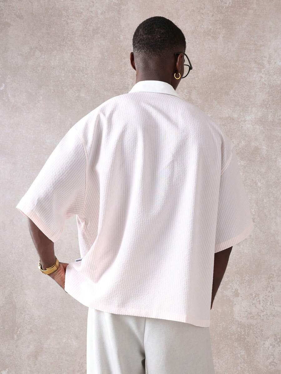 Chemises surdimensionnées polo rayée décontractée et oversize, zip à mi-hauteur