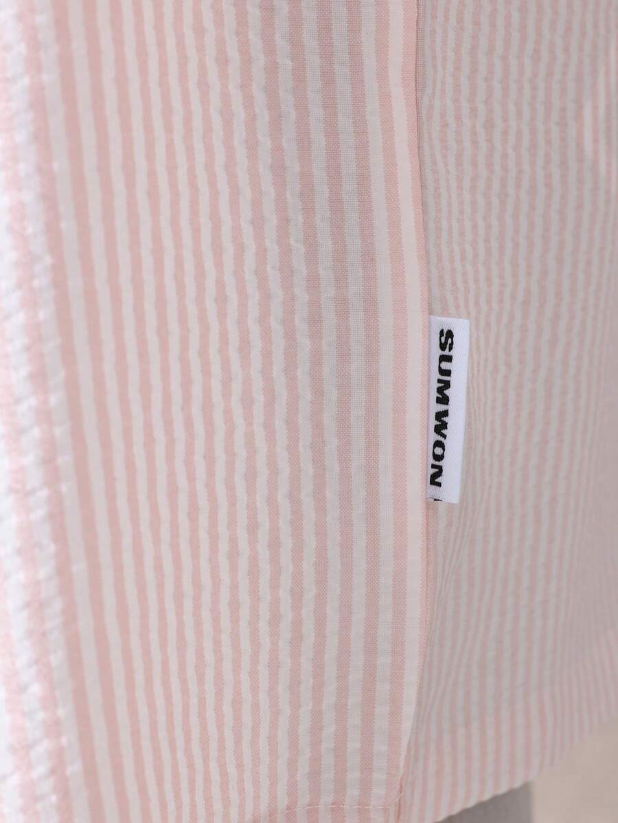 Chemises surdimensionnées polo rayée décontractée et oversize, zip à mi-hauteur