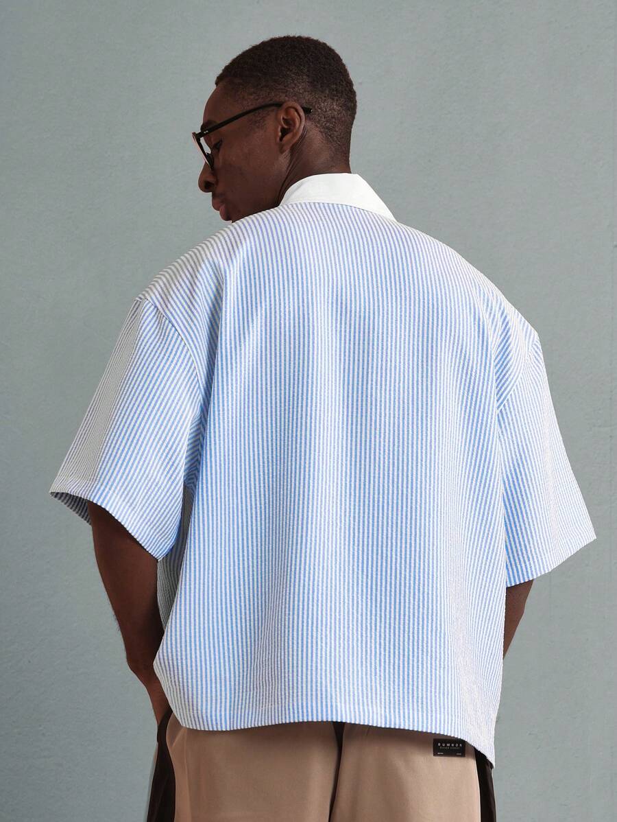 Chemises surdimensionnées polo rayée décontractée et oversize, zip à mi-hauteur