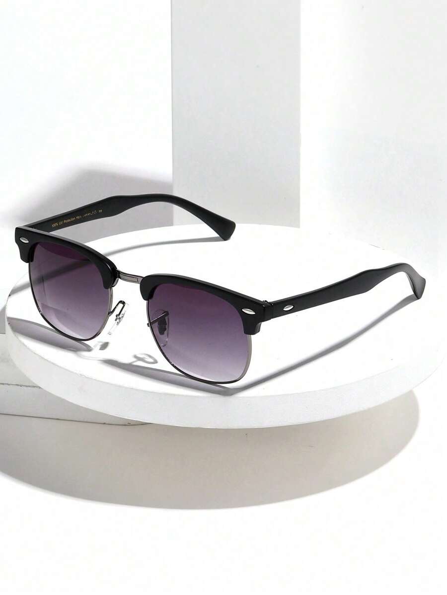 Lunettes de soleil à monture métallique avec verres réfléchissants dégradés