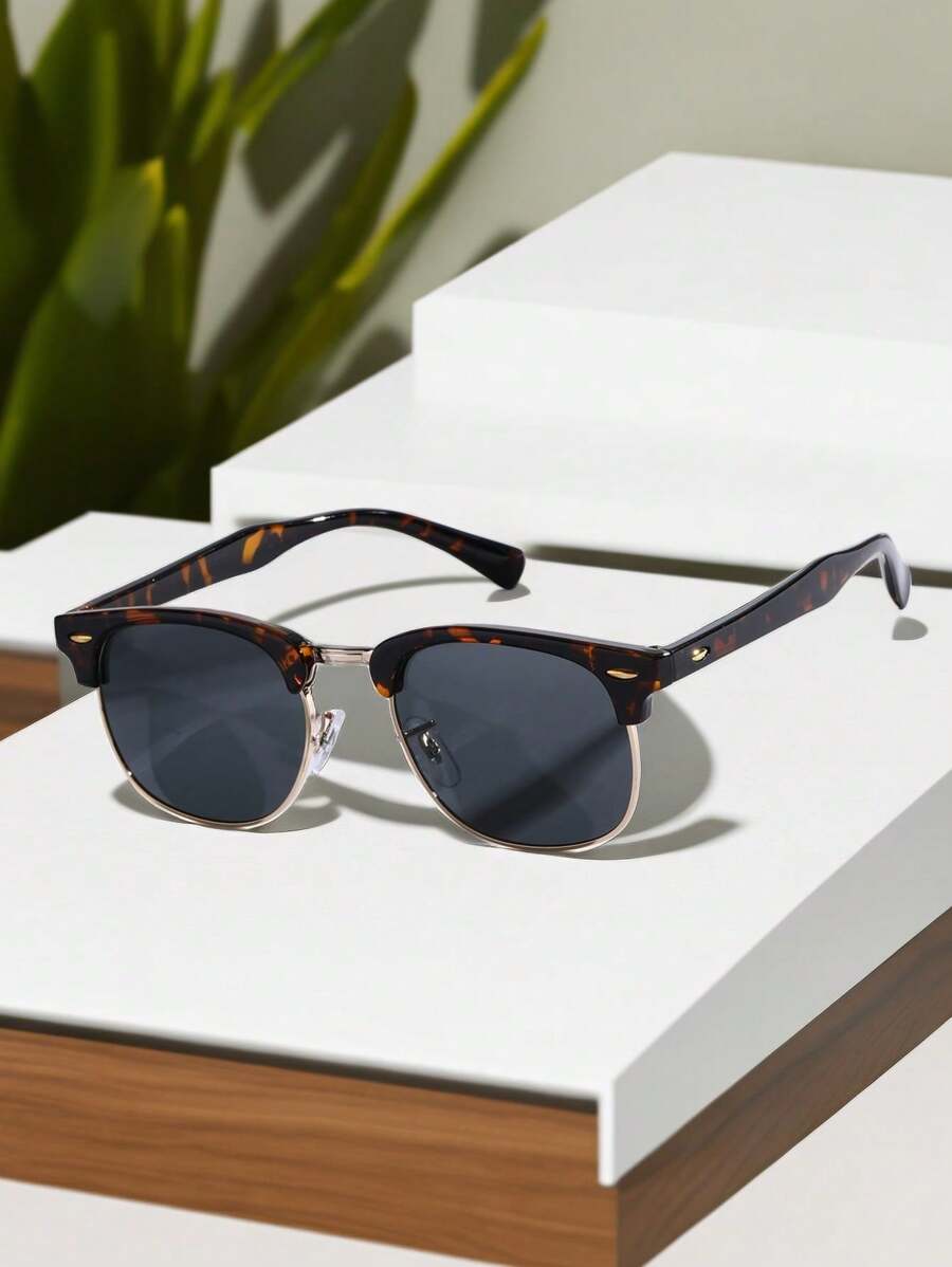 Lunettes de soleil à monture métallique avec verres réfléchissants dégradés