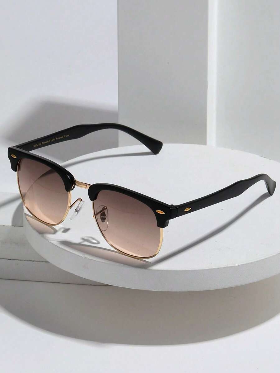Lunettes de soleil à monture métallique avec verres réfléchissants dégradés