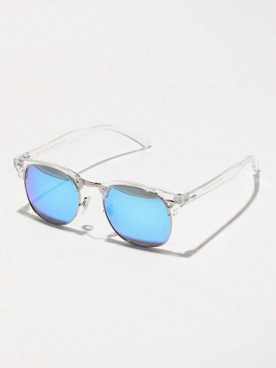 Lunettes de soleil à monture métallique avec verres réfléchissants dégradés