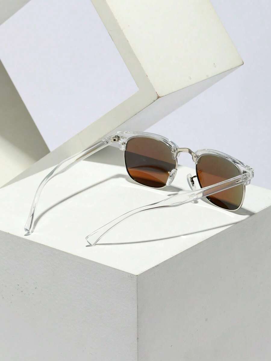 Lunettes de soleil à monture métallique avec verres réfléchissants dégradés