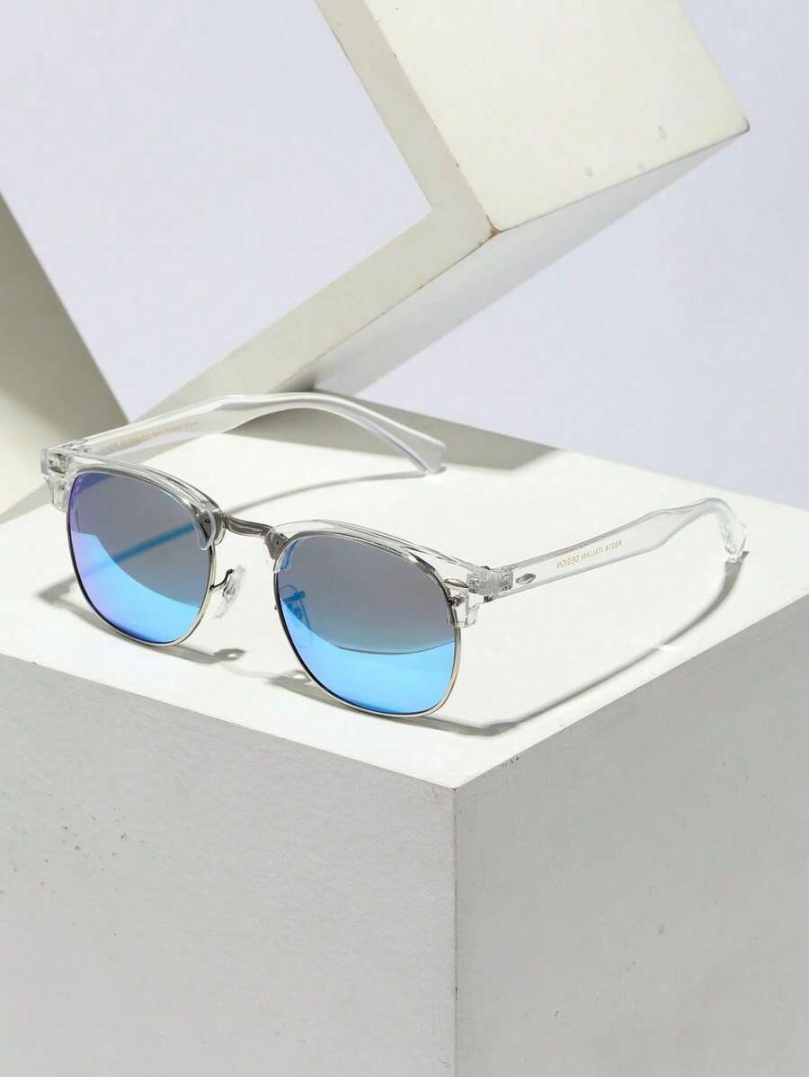 Lunettes de soleil à monture métallique avec verres réfléchissants dégradés