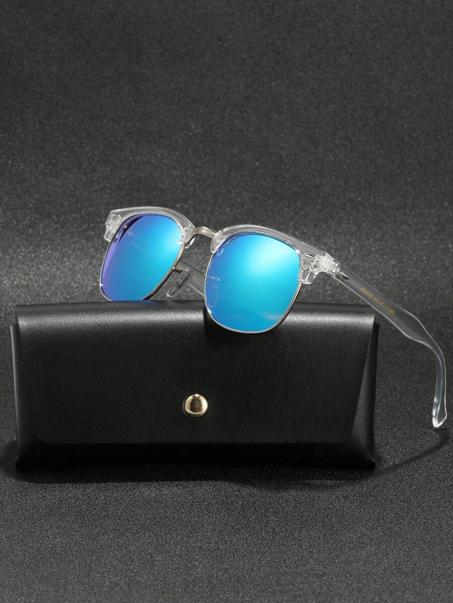 Lunettes de soleil à monture métallique avec verres réfléchissants dégradés