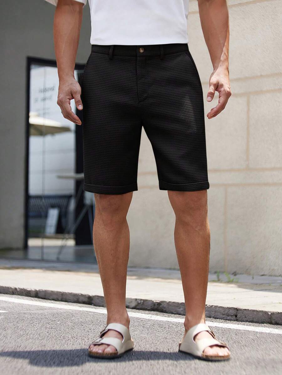 Bermuda droit tissé taille mi-haute – Short décontracté pour homme
