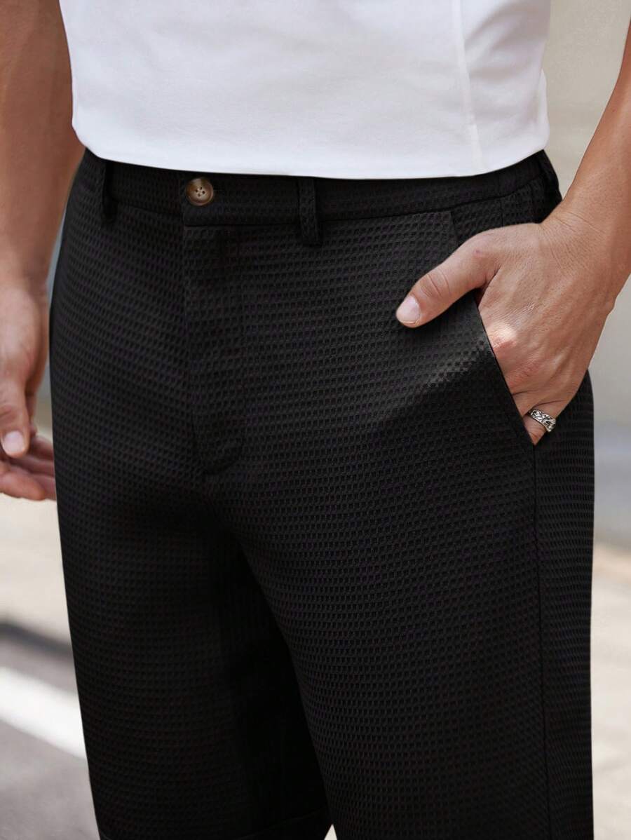 Bermuda droit tissé taille mi-haute – Short décontracté pour homme