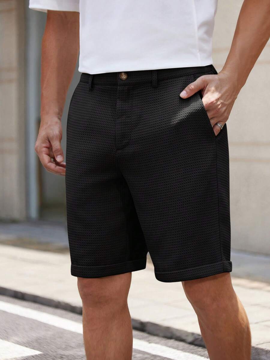 Bermuda droit tissé taille mi-haute – Short décontracté pour homme