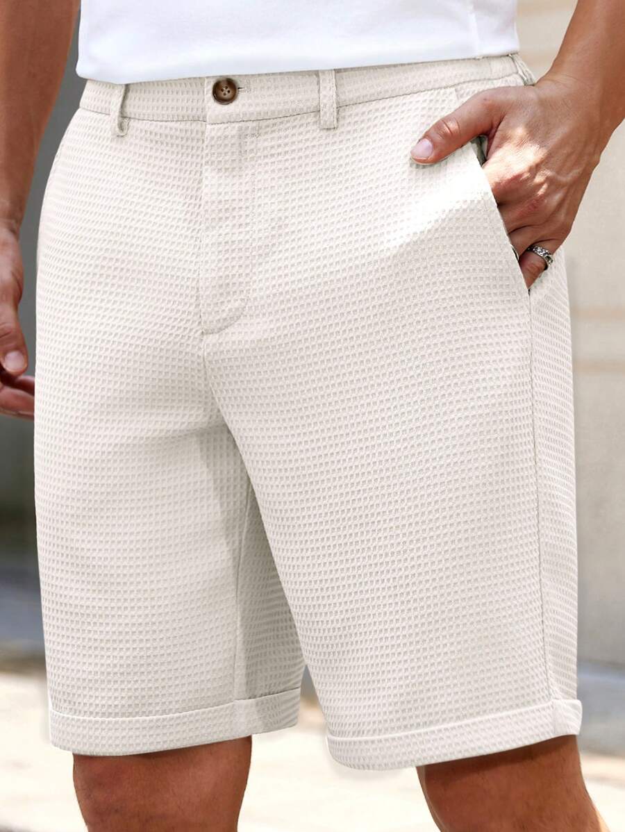 Bermuda droit tissé taille mi-haute – Short décontracté pour homme
