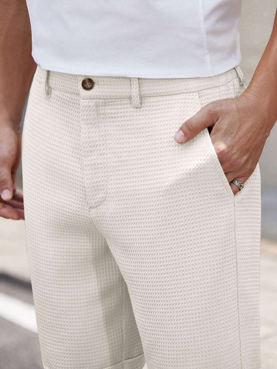 Bermuda droit tissé taille mi-haute – Short décontracté pour homme