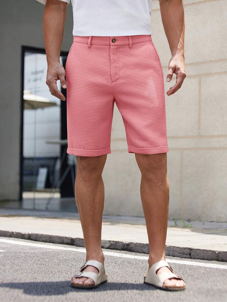 Bermuda droit tissé taille mi-haute – Short décontracté pour homme