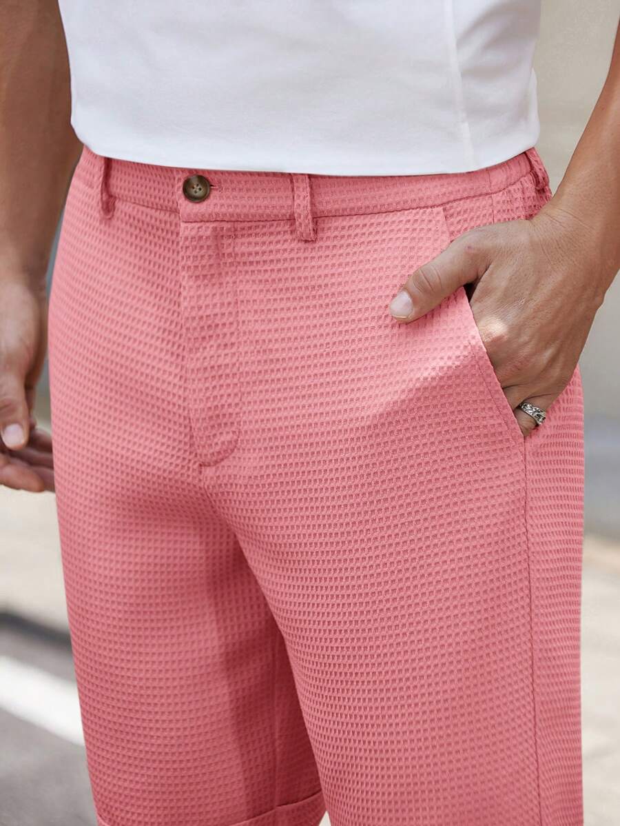 Bermuda droit tissé taille mi-haute – Short décontracté pour homme