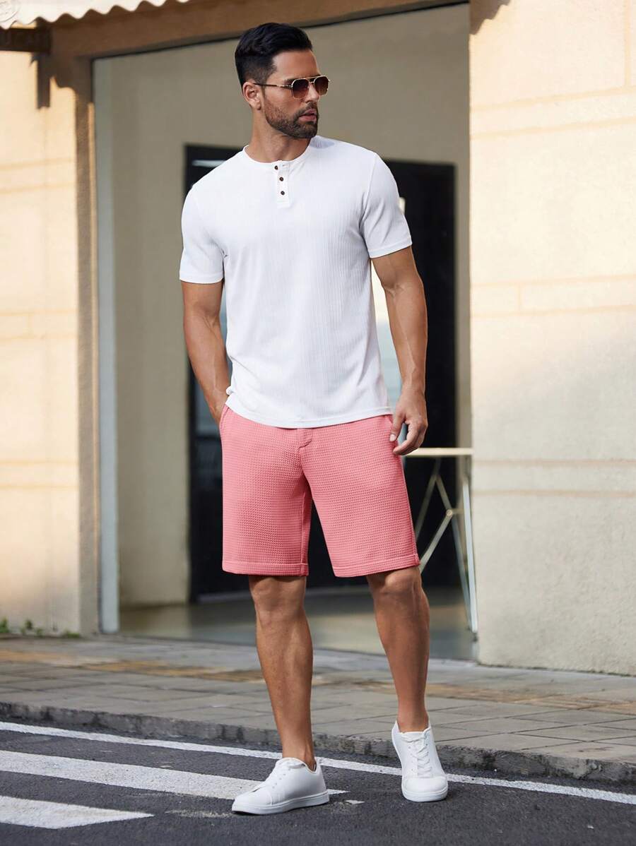 Bermuda droit tissé taille mi-haute – Short décontracté pour homme
