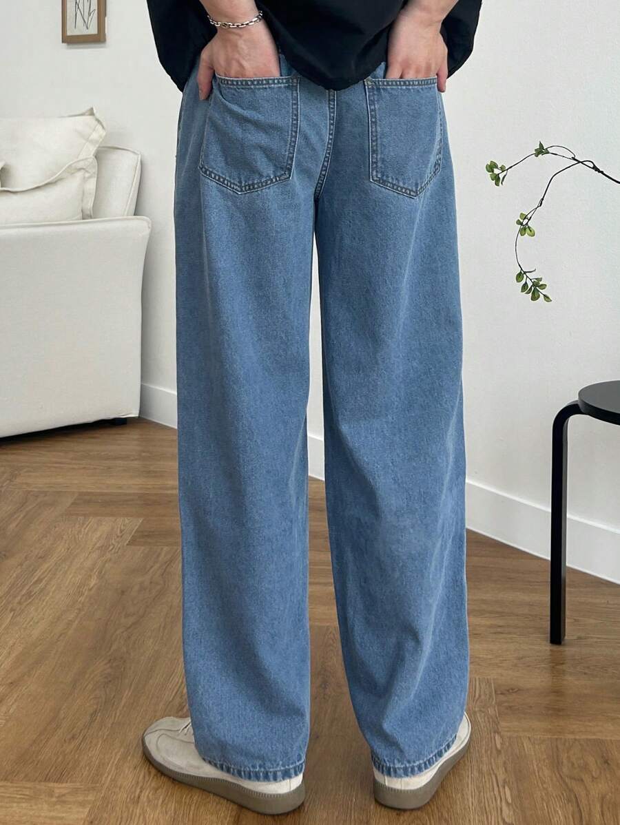Pantalon droit décontracté simple de couleur unie pour hommes