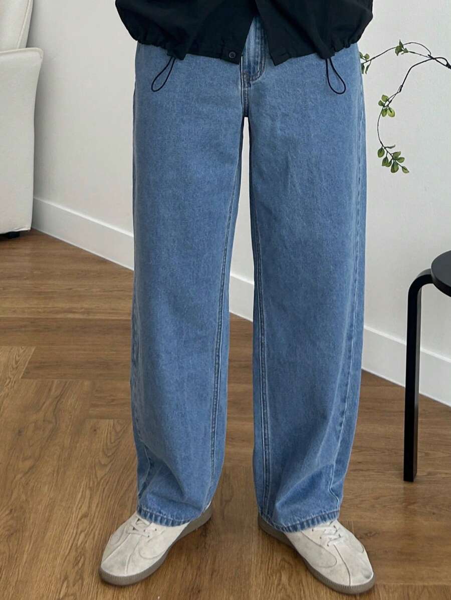 Pantalon droit décontracté simple de couleur unie pour hommes