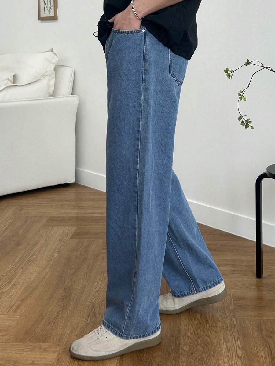 Pantalon droit décontracté simple de couleur unie pour hommes