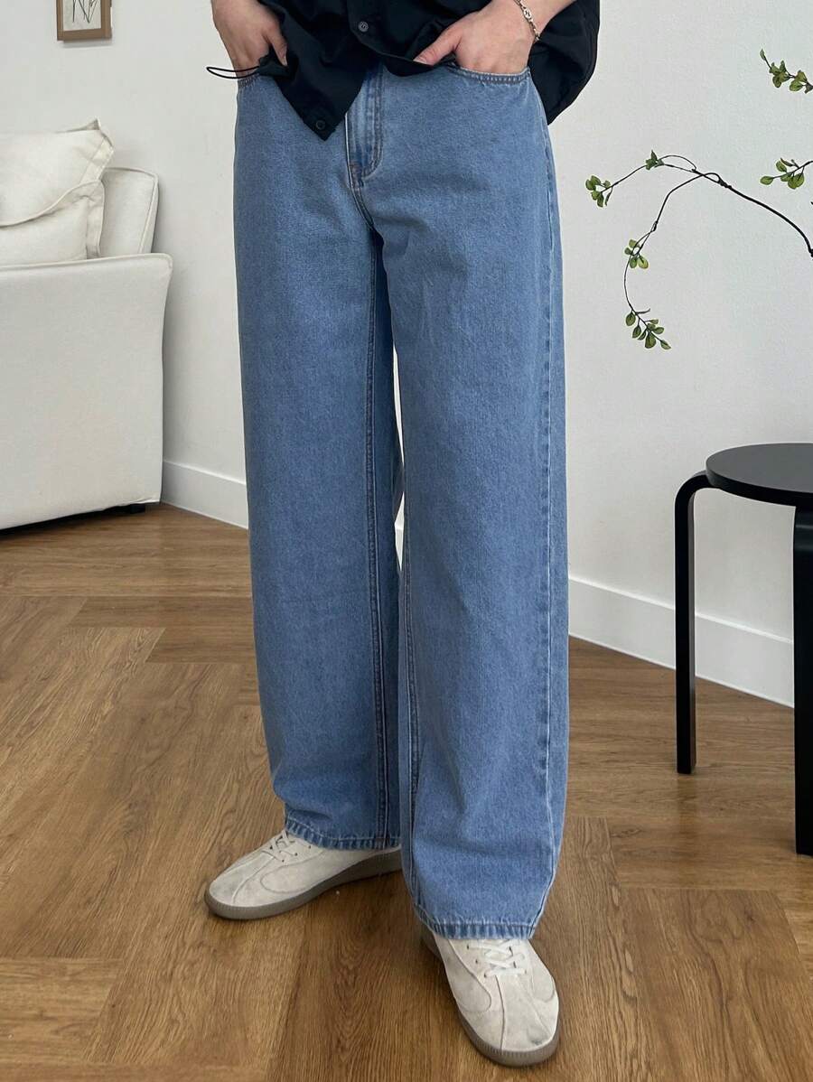 Pantalon droit décontracté simple de couleur unie pour hommes