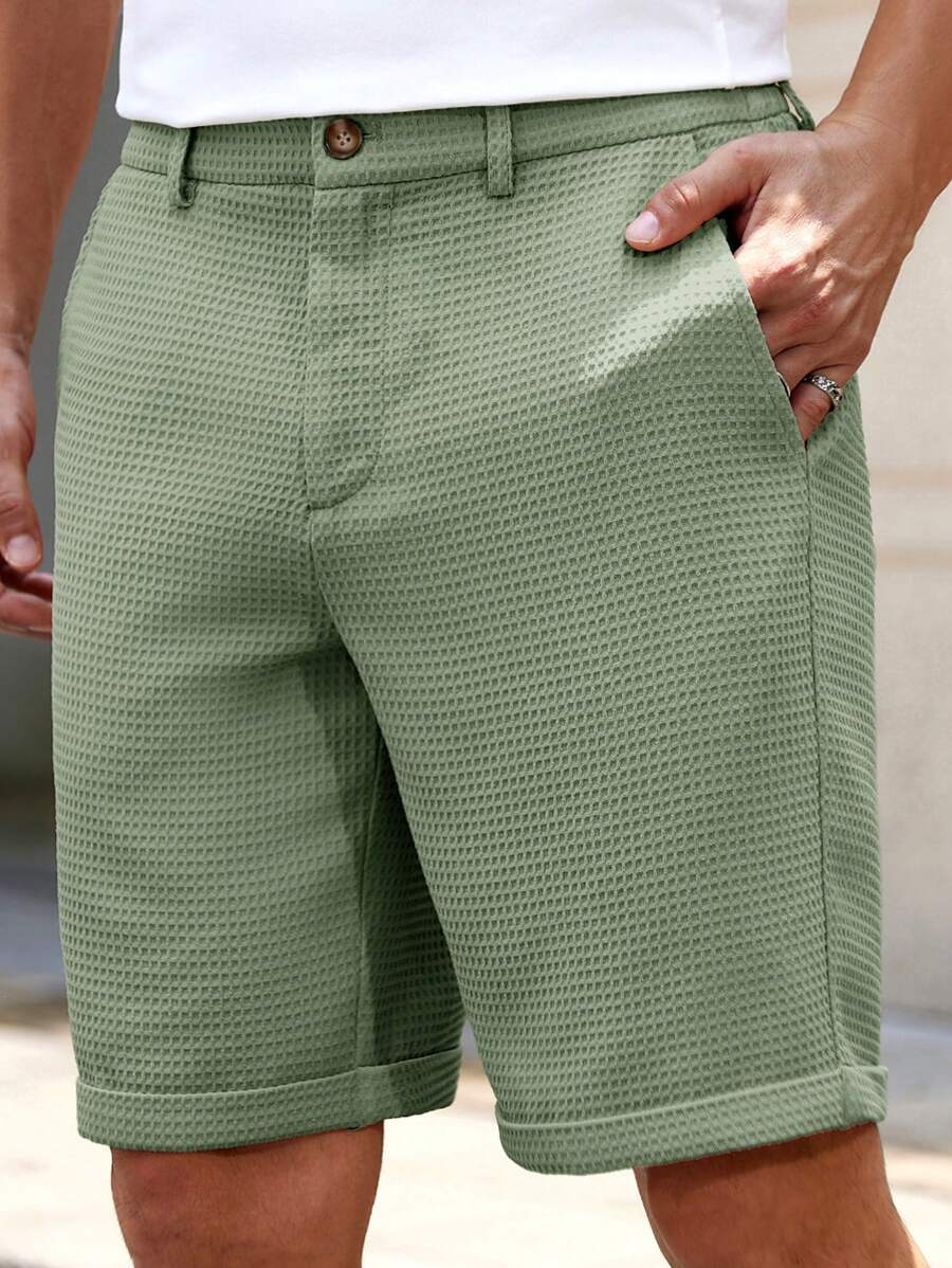 Bermuda droit tissé taille mi-haute – Short décontracté pour homme