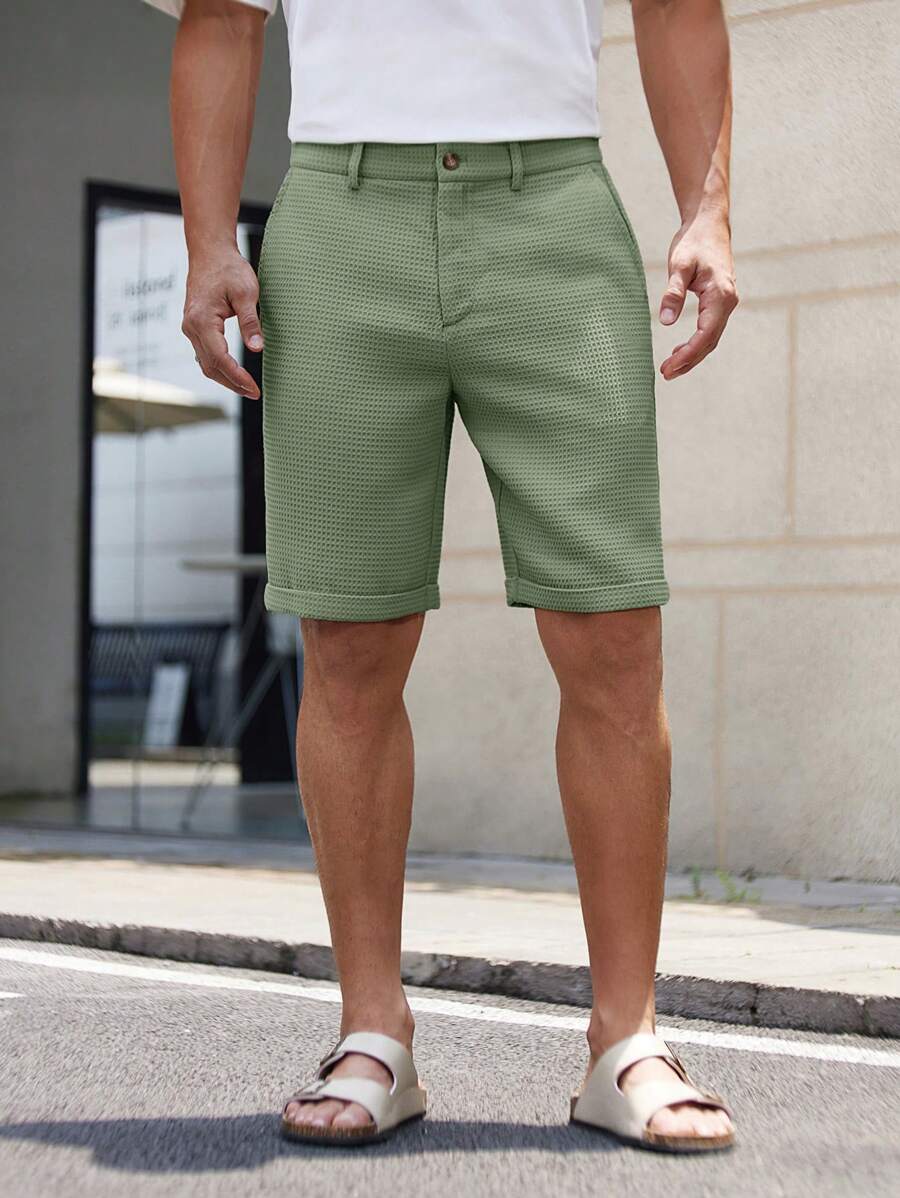 Bermuda droit tissé taille mi-haute – Short décontracté pour homme