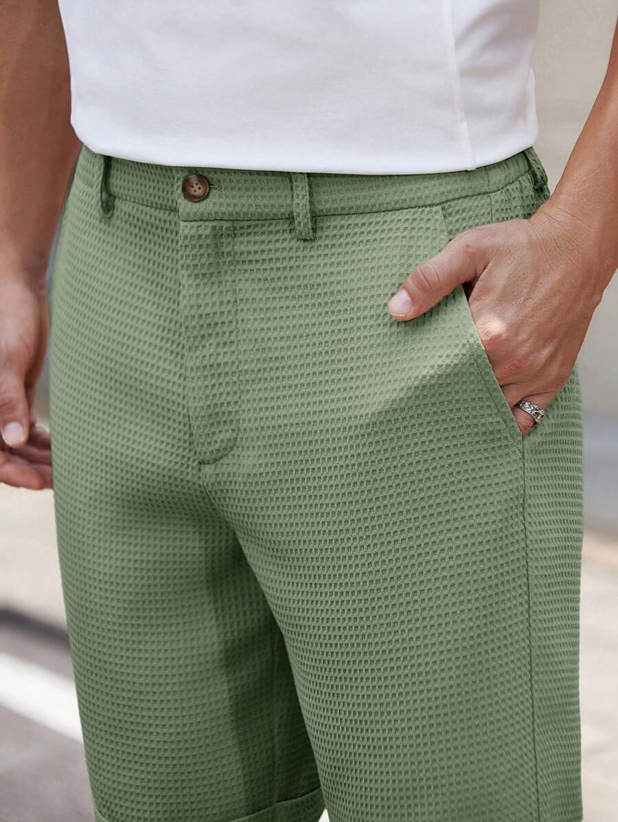 Bermuda droit tissé taille mi-haute – Short décontracté pour homme