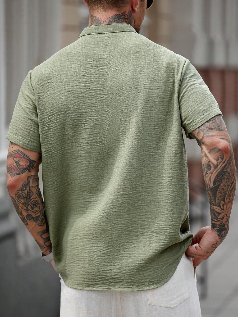 Chemise ample en lin avec poche – Streetwear léger pour homme