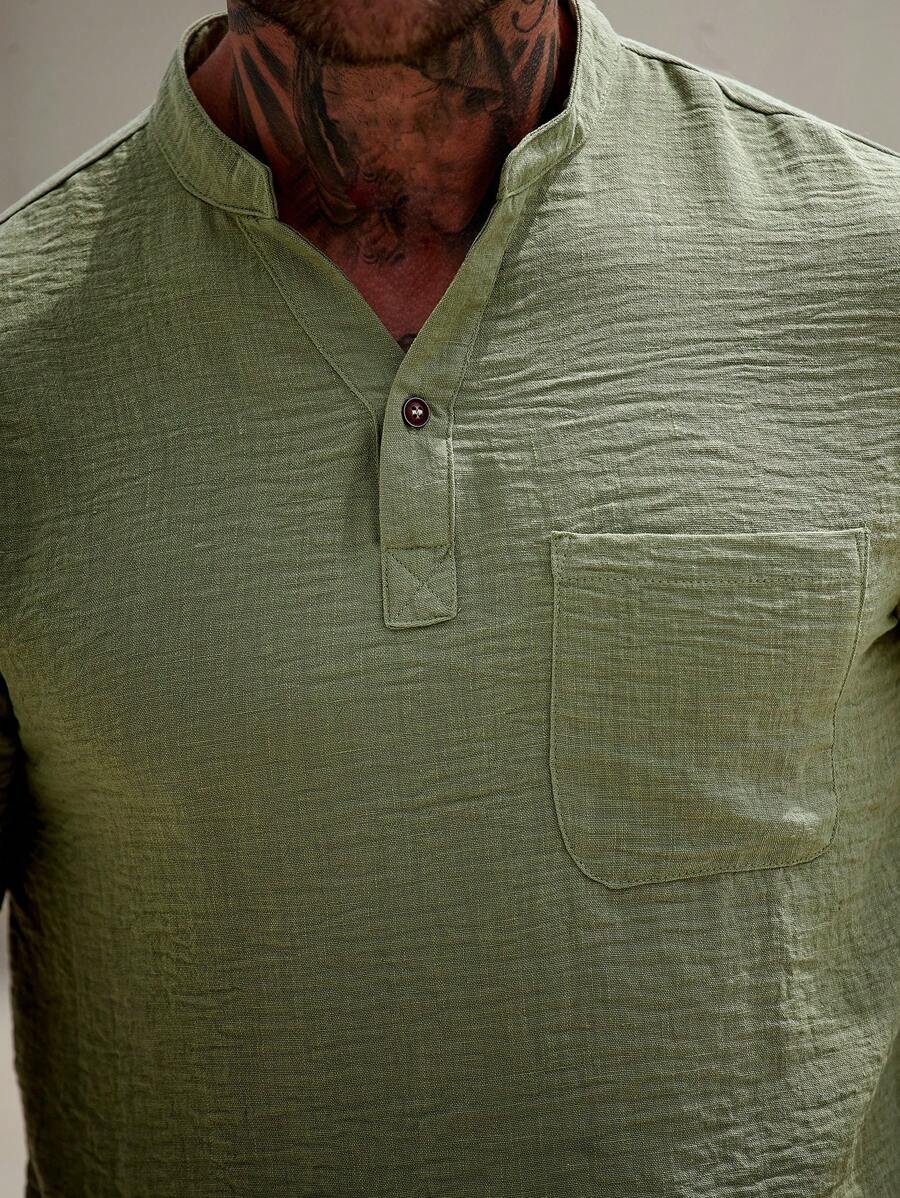 Chemise ample en lin avec poche – Streetwear léger pour homme