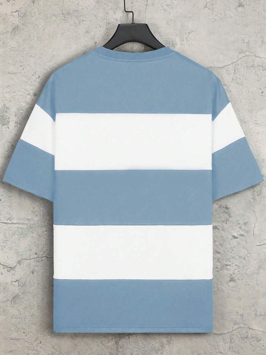 Chemise à col rond manches courtes rayée style casual tendance