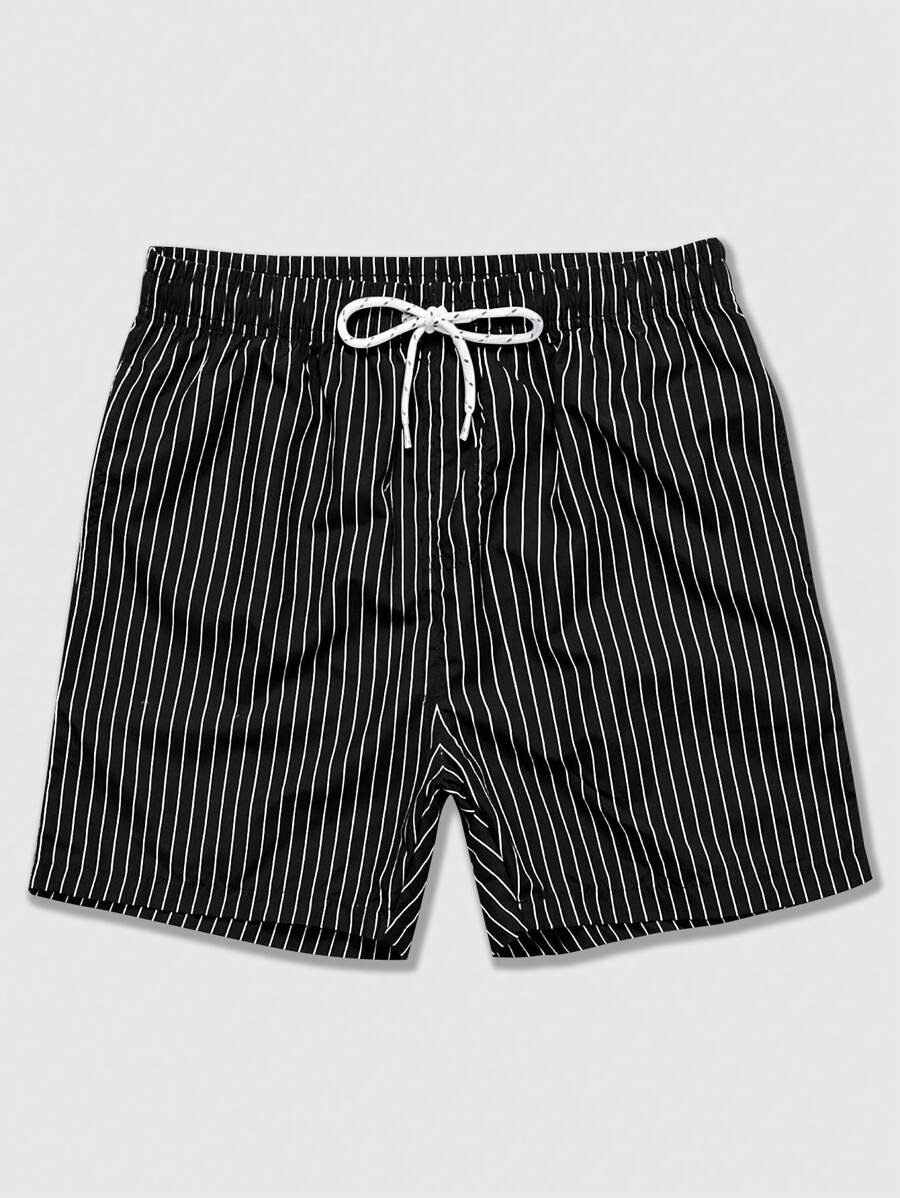 Shorts courts rayés avec cordon pour hommes - style décontracté chic