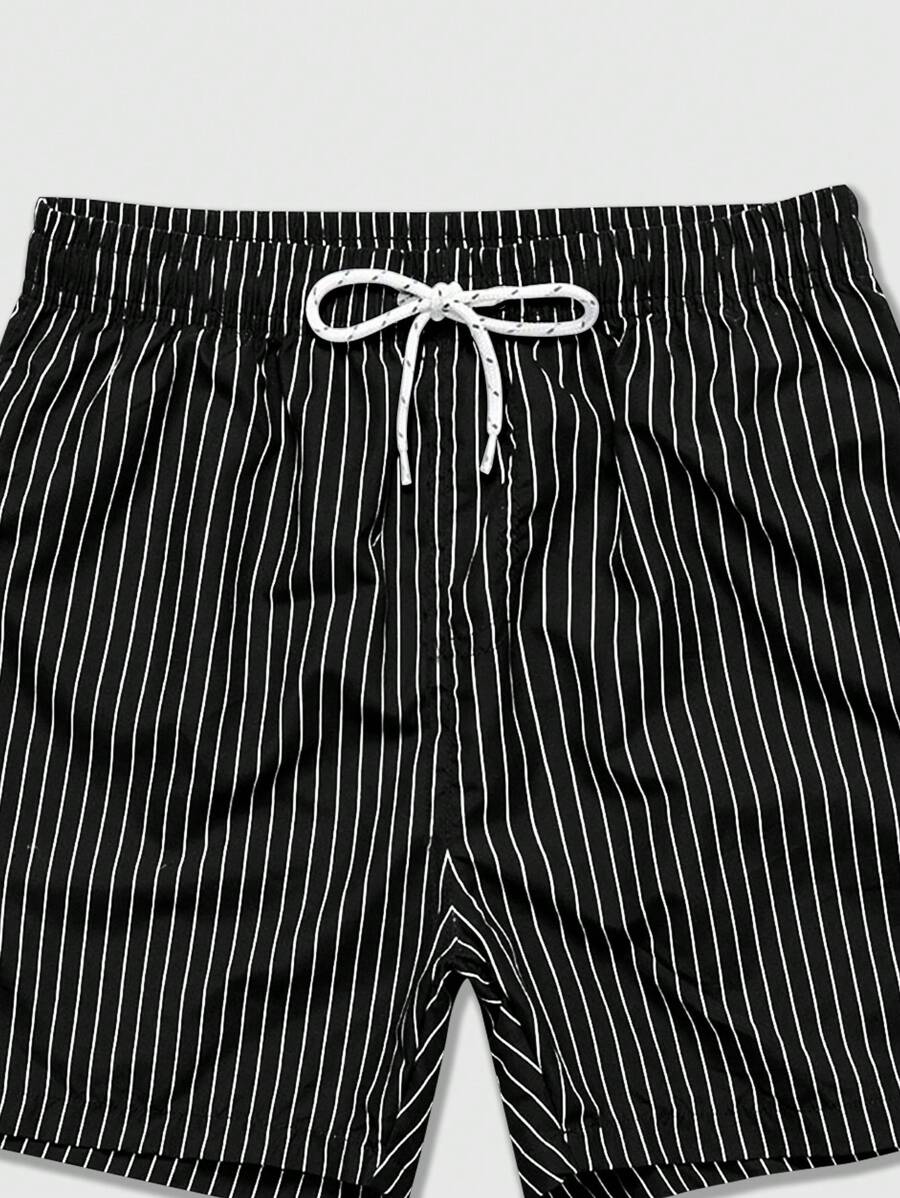Shorts courts rayés avec cordon pour hommes - style décontracté chic