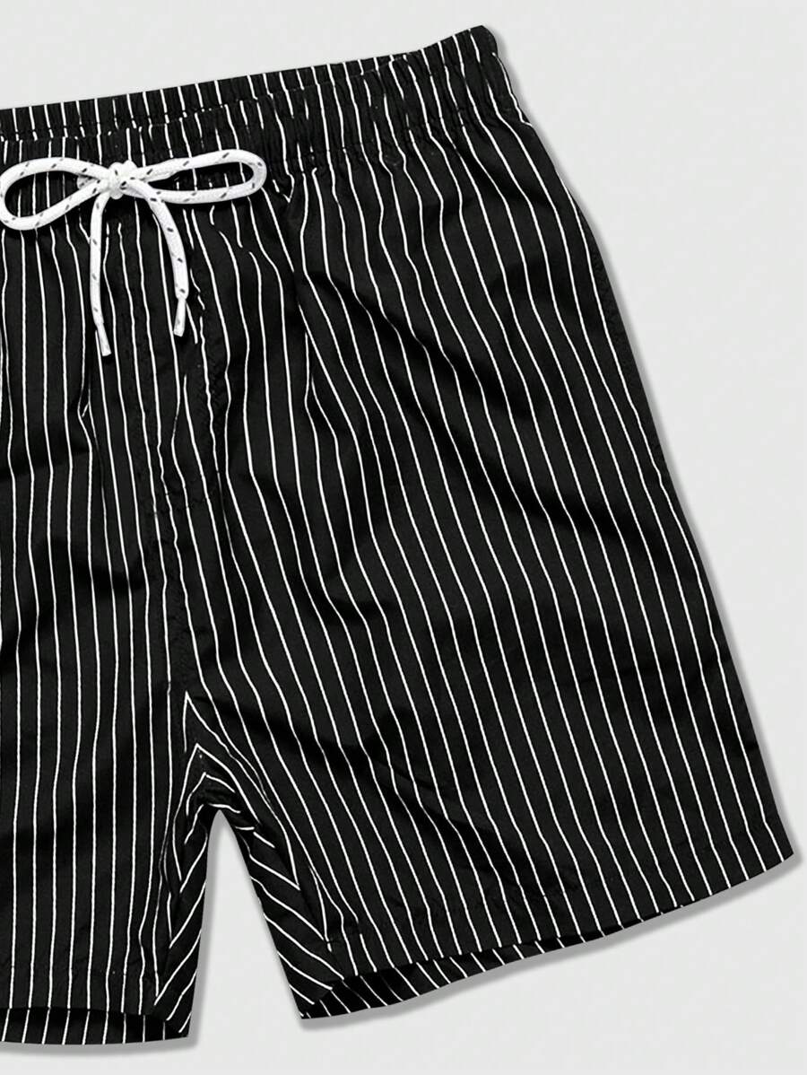 Shorts courts rayés avec cordon pour hommes - style décontracté chic