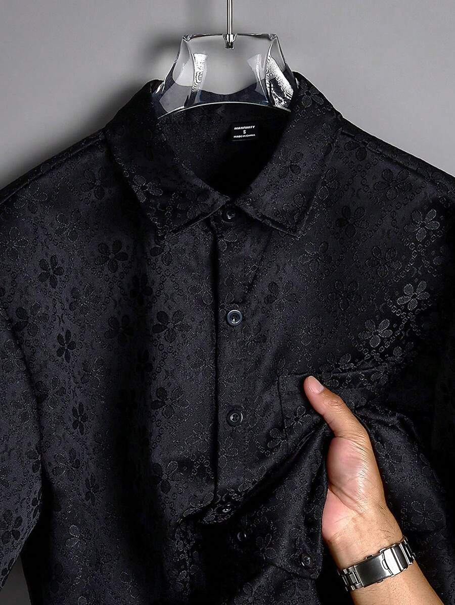 Chemise jacquard brodée à motifs botaniques – Haut floral de luxe pour homme