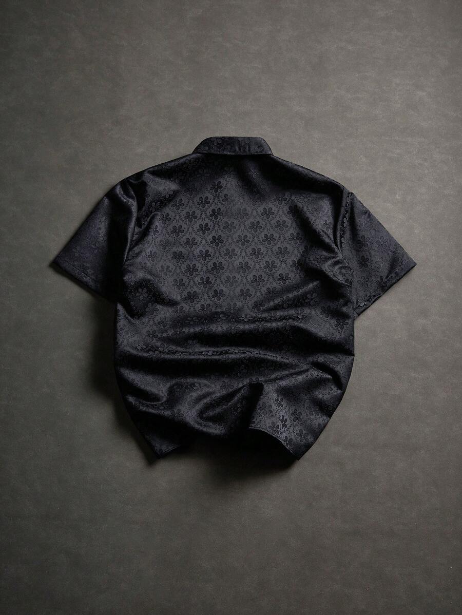 Chemise jacquard brodée à motifs botaniques – Haut floral de luxe pour homme