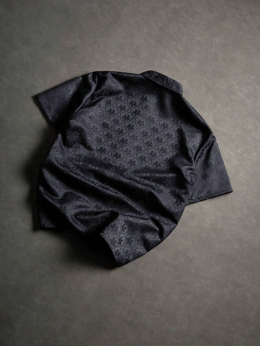Chemise jacquard brodée à motifs botaniques – Haut floral de luxe pour homme