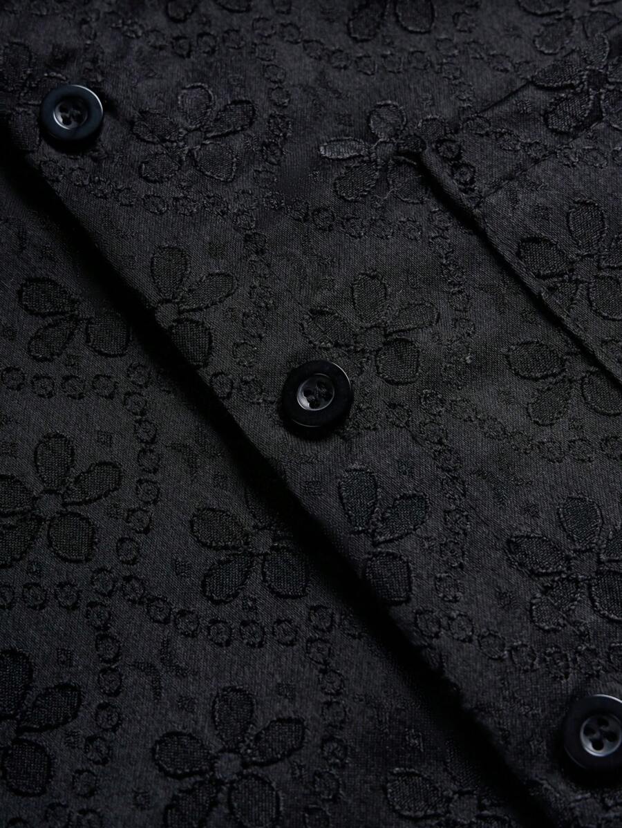 Chemise jacquard brodée à motifs botaniques – Haut floral de luxe pour homme