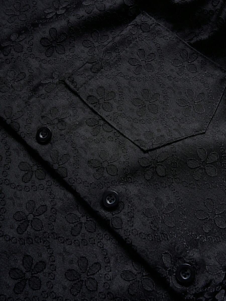 Chemise jacquard brodée à motifs botaniques – Haut floral de luxe pour homme