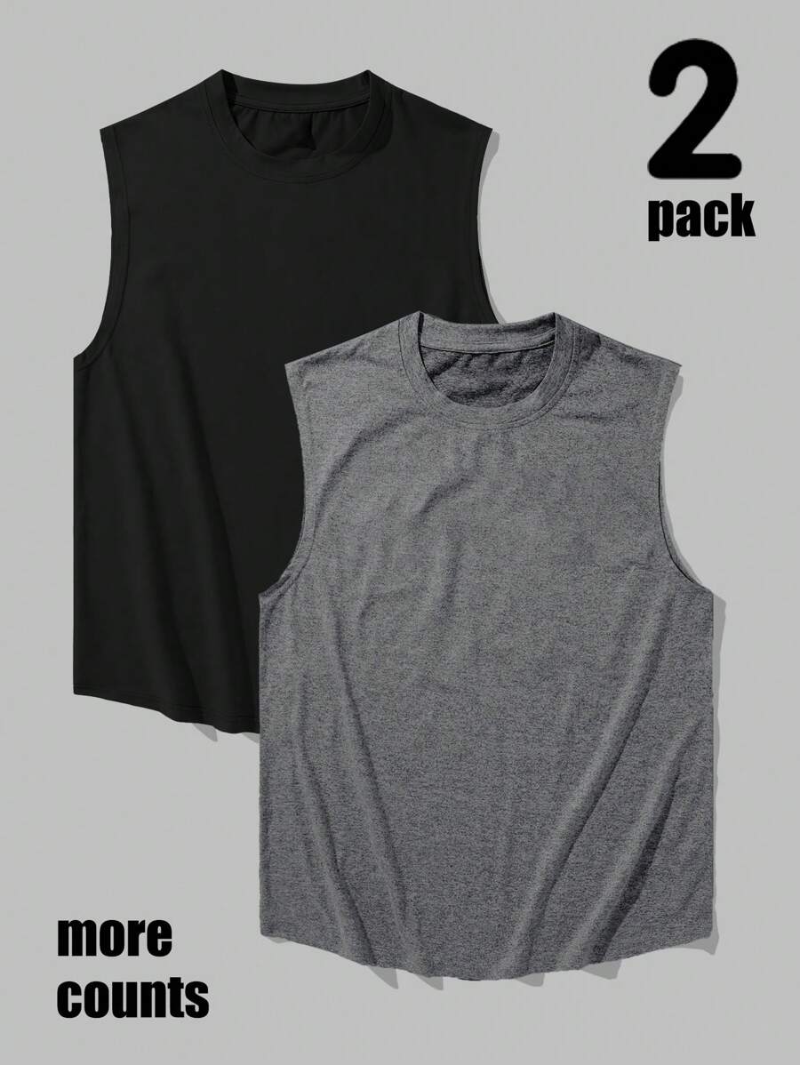 Chemise sans manches à col rond de couleur unie pour homme