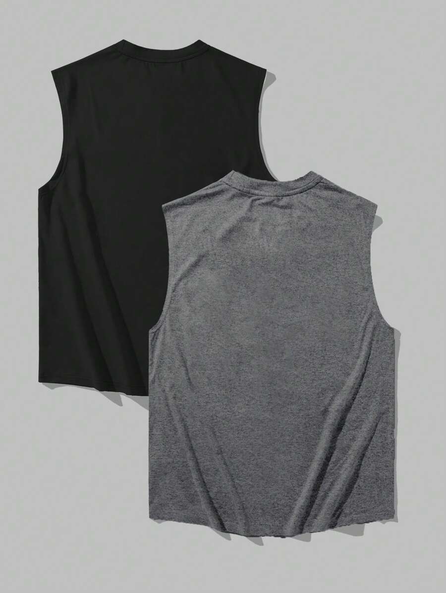 Chemise sans manches à col rond de couleur unie pour homme