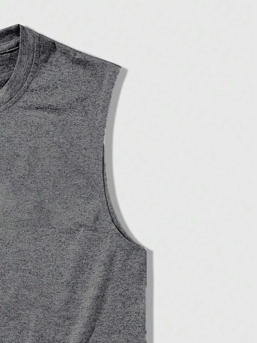 Chemise sans manches à col rond de couleur unie pour homme